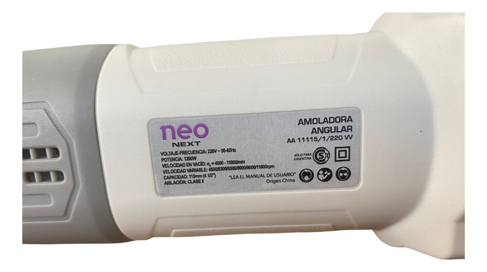 Amoladora Angular Disco 115mm Neo Aa11115/1/220vv 1200w Color Gris - Imagen 6