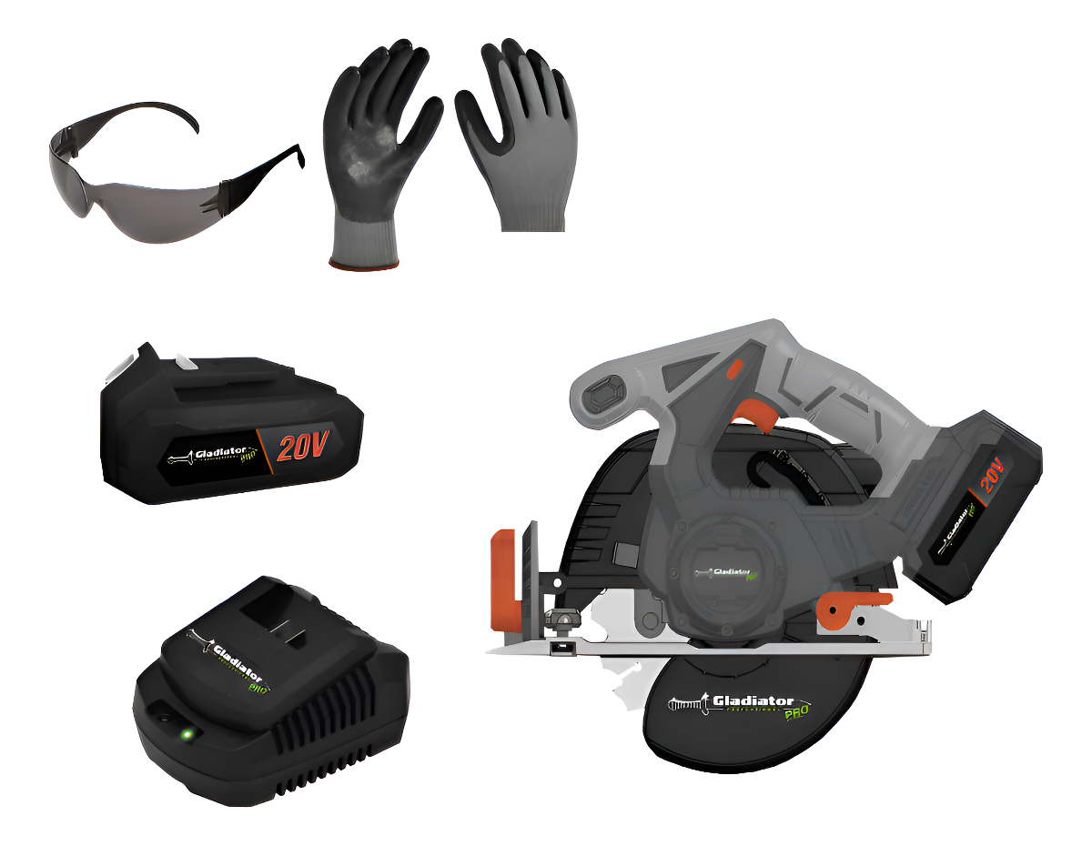 Sierra Circular Gladiator 20v + Bat + Carg + Guante Y Lentes