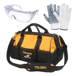 Bolso Para Herramientas Tolsen De Tela Liviana 1,3kg - Sc - Color Negro Con Naranja