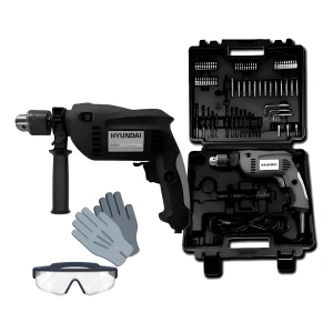 Taladro Percutor Eléctrico De 13mm Hyundai Hy6055 550w + Accesorio 50hz Azul 50 Hz