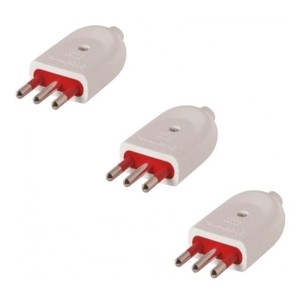 Ficha Macho 3 En Linea 10 Amp Conatel Pack X 3 Blanco -sc-