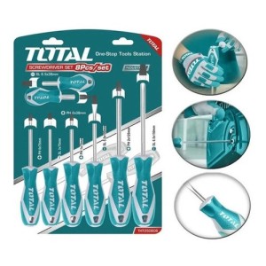 Set, Juego De Destornilladores Total, Imantados, 8 Piezas - Chatos, Phillips - Tht250608