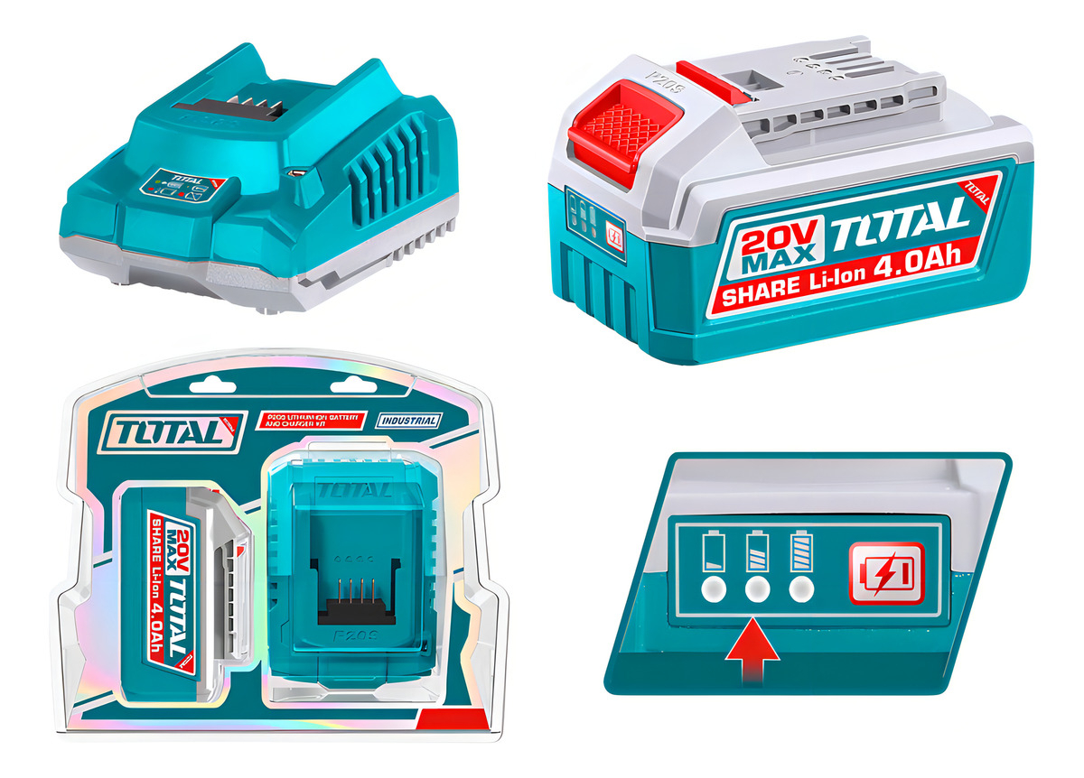 Set Bateria 20v 4ah Y Cargador Total 20v Tfbcpk1012