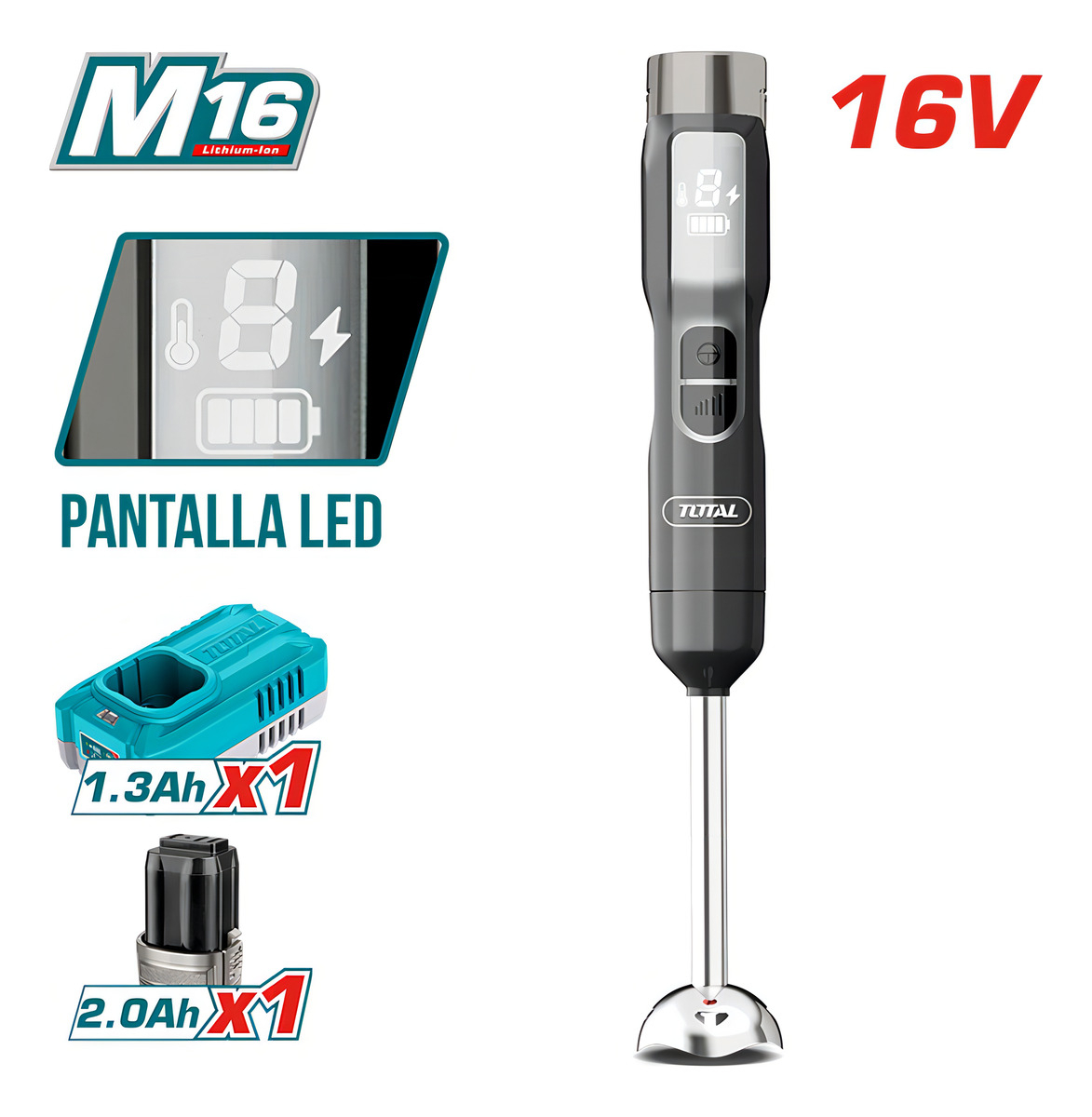 Batidora De Mano Minipimer + Bat 2ah + Cargador Total Color - Imagen 2