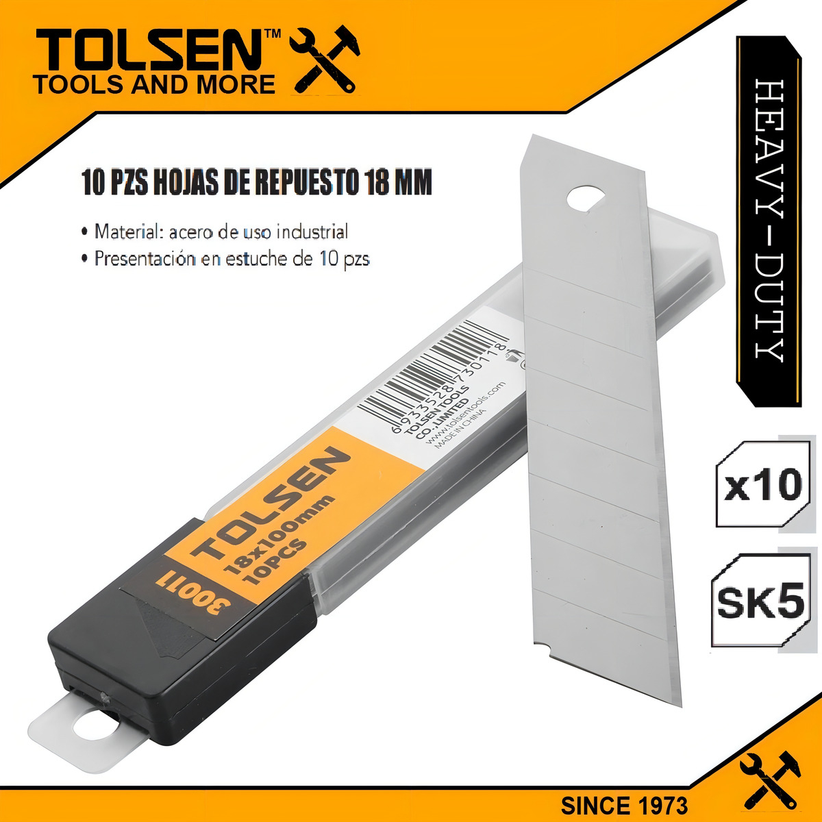 Repuesto Cutter Cortante Blister X 10 Hojas Tolsen 30011 - Imagen 4