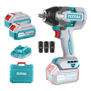 Llave, Pistola De Impacto Inalámbrica Total 20v Industrial - Motor Brushless, Sin Carbones, Encastre 1/2'', Torque 850nm - Con 2 Baterías 4.0ah Litio-ion, Cargador, Dados Y Maletín - Tiwli2085