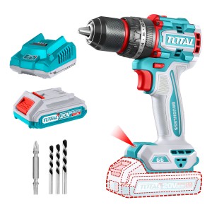 Taladro Percutor Y Atornillador Inalámbrico Total, Industrial, Motor Sin Carbones - Mandril 13mm, 66nm - Con BaterÃa 2.0ah Litio-ion, Cargador, Mechas Y Puntas