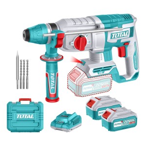 Rotomartillo Inalámbrico Total 20v, Industrial - Motor Brushless, Sin Carbones - 2.5 J, Encastre Sds Plus - Con 2 Baterías 4.0ah Litio-ion, Cargador, Mechas Y Maletín - Trhli202682