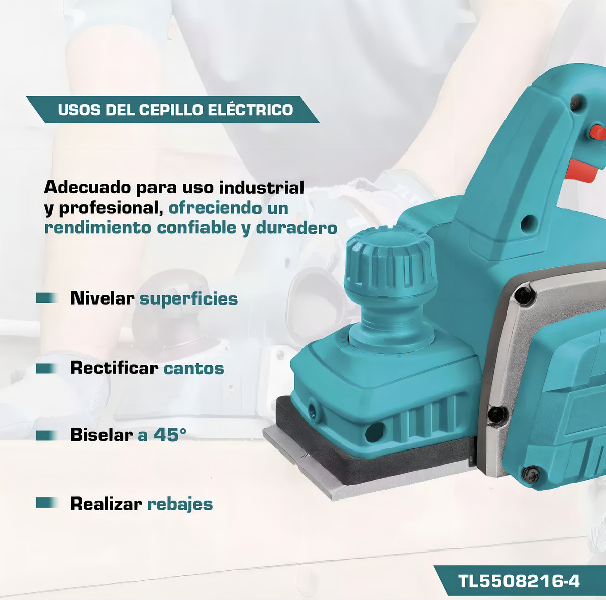 Cepillo Carpintero Electrico 550w Total Tl5508216 Color Azul PetrĂ³leo - Imagen 3