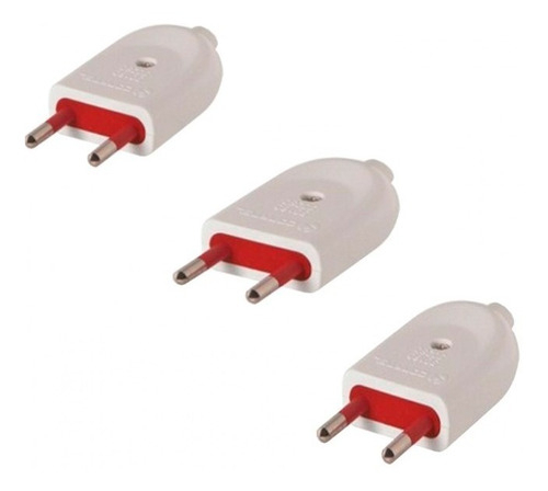 Ficha Macho Modular 2 Polos Sin Tierra 10a Pack X3 Conatel 711008