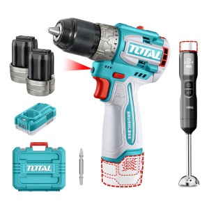 Kit Inalámbrico Total 16v: Taladro Atornillador Motor Sin Carbones 60nm + Mixer - Con 2 Baterías 2.0ah Litio-ion, Cargador Y Maletín - Tckli1628