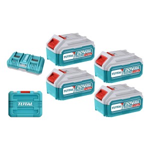 Set 20v Total, 4 Baterías Litio Ion 5.0ah + Cargador Doble