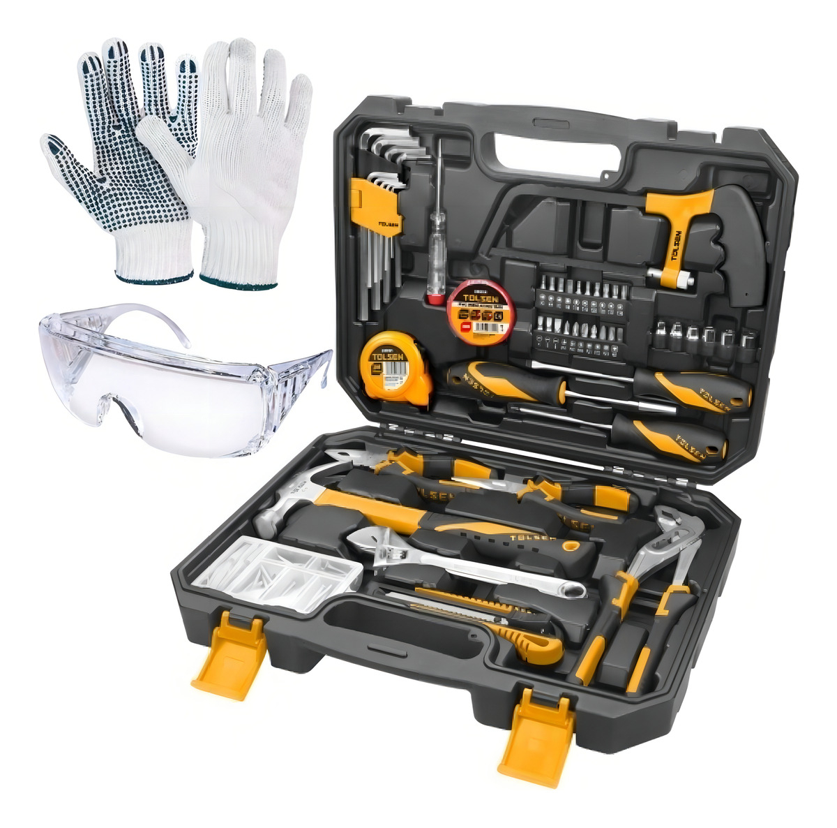 Juego De Herramientas Manuales Tolsen Incluye 119 Piezas -sc Color Negro Con Naranja