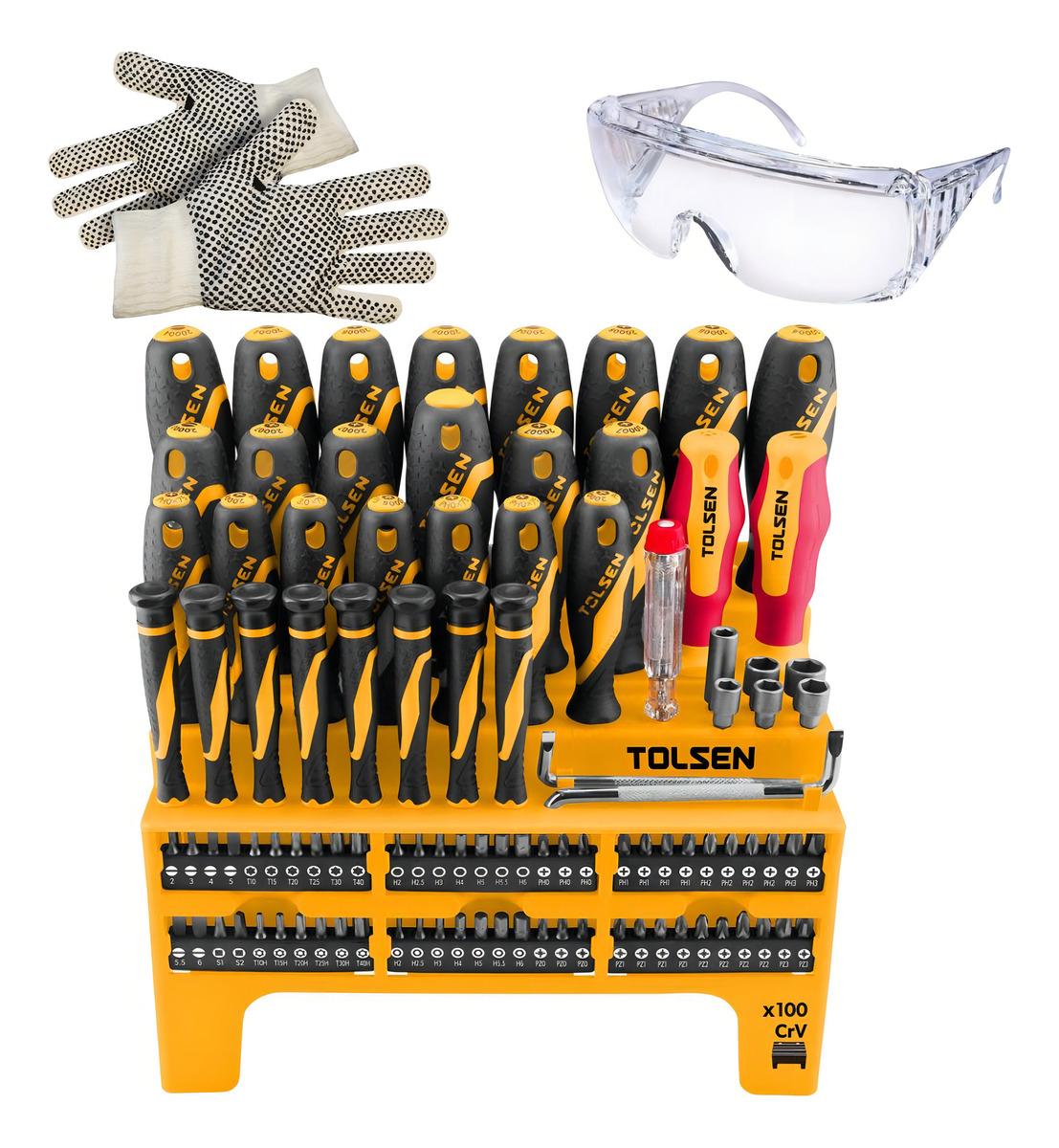 Set Destornilladores Tolsen De Cromo Vanadio 100 Piezas -sc