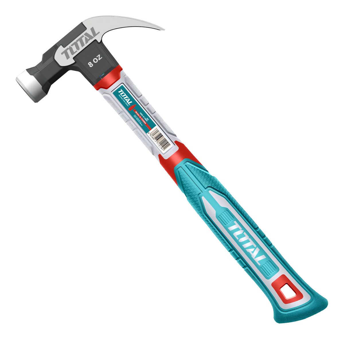 Martillo De Uña Total Carpintero 220g, Largo 29cm - Cabeza Forjada En Acero, Mango De Fibra De Vidrio - Thch61008