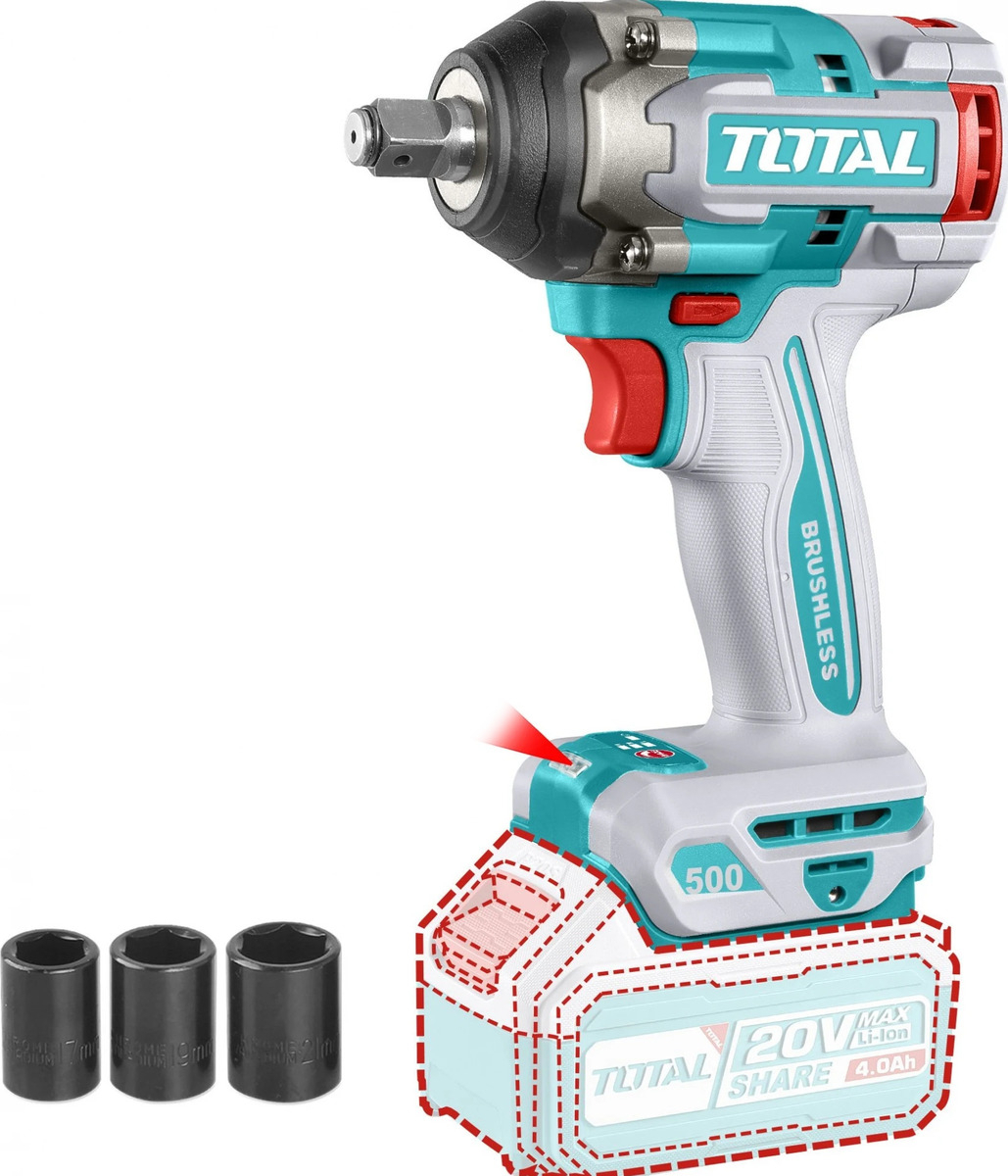 Llave De Impacto Inalámbrica 500nm Total 20v Industrial -