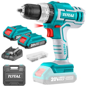 Taladro Percutor Y Atornillador Inalámbrico Total Industrial Mandril 13mm 55nm Con 2 BaterÃas 2.0ah Litio-ion Cargador MaletÃn Plástico Mechas Y Puntas Tidli20031 Turquesa 50hz/60hz