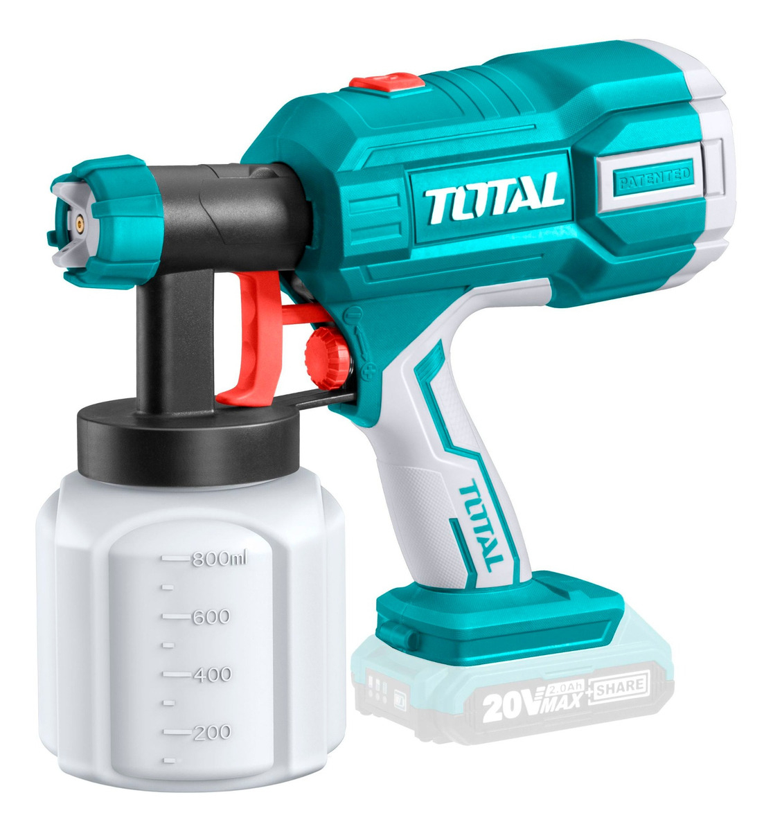 Equipo/pistola Para Pintura Inalámbrica Total - Flujo 600ml P/min, Capacidad 800ml, 40din-s - No Incluye BaterĂa Ni Cargador - Tsgli2001