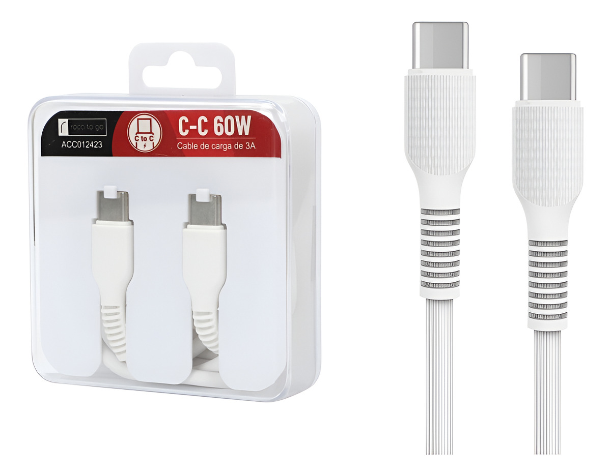 Cable De Datos Roca To Go Tipo C A Tipo C 3a 60w 1metro