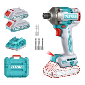 Atornillador De Impacto Inalámbrico Total Industrial, Brushless Sin Carbones, Encastre Hexagonal 1/4'' 285nm - Con 2 Baterías 2.0ah Litio-ion, Cargador, Dados, Puntas Y Maletín - Tirli2028 Turquesa