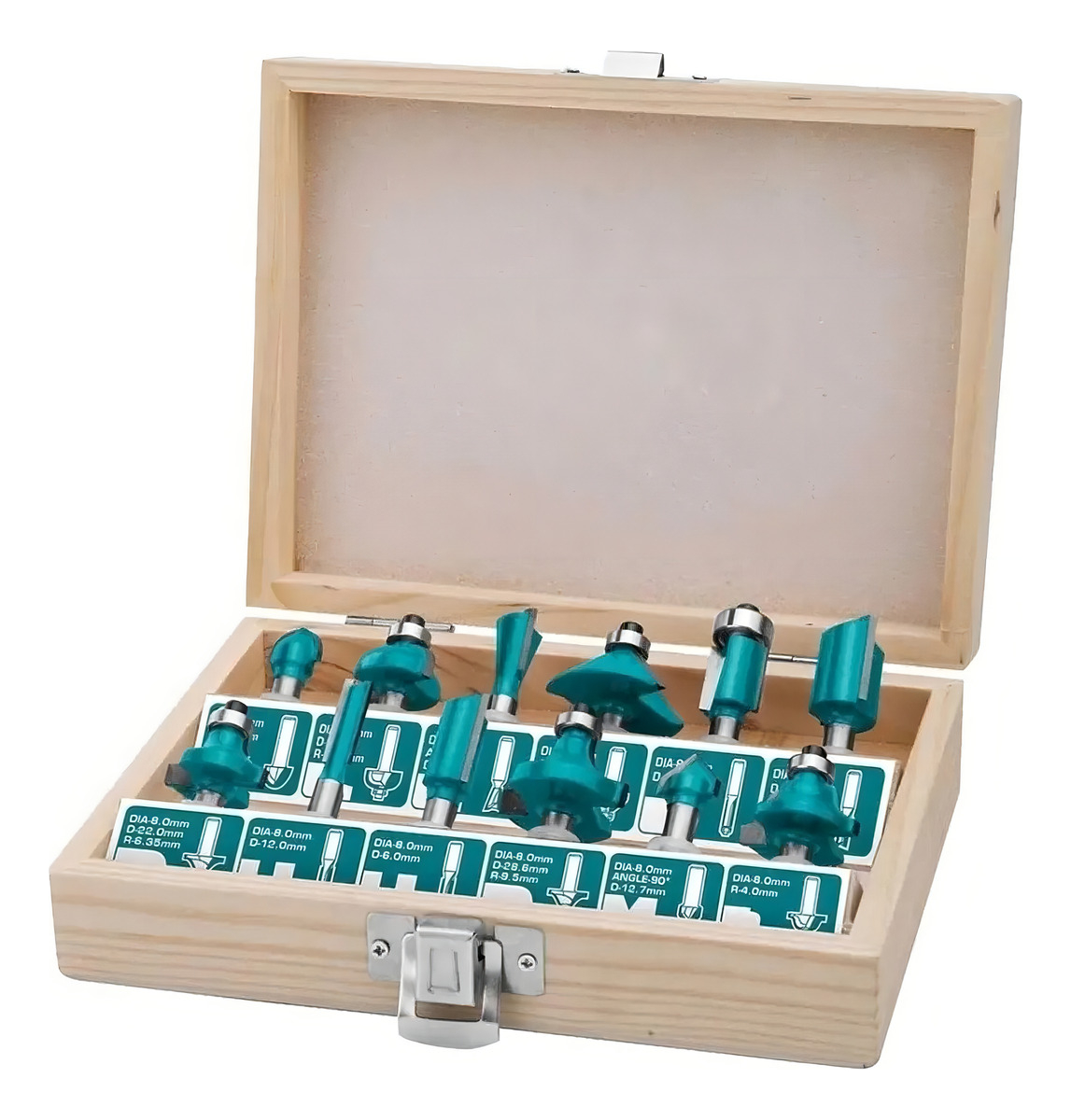 Pack 12 Fresas Total Para Router Fresadora - Vástago Encastre 6mm, Caja Madera - Tacsr0121 - Imagen 4