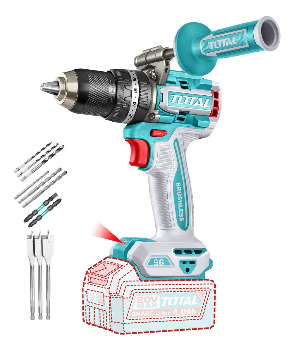 Taladro Percutor Y Atornillador Inalámbrico Total 20v S/bat - Imagen 3