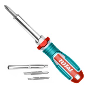 Juego De Destornillador Total 6 En 1, 4 Puntas Phillips Y Chatas + 2 Dados Hexagonales - Tht2506076