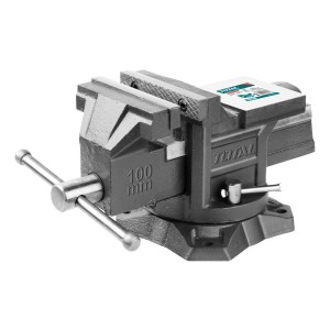 Morsa De Banco Total 4 Pulgadas, 100mm, De Apriete 1300kg, Con Yunque, Base Giratoria - Tht6146 Negro