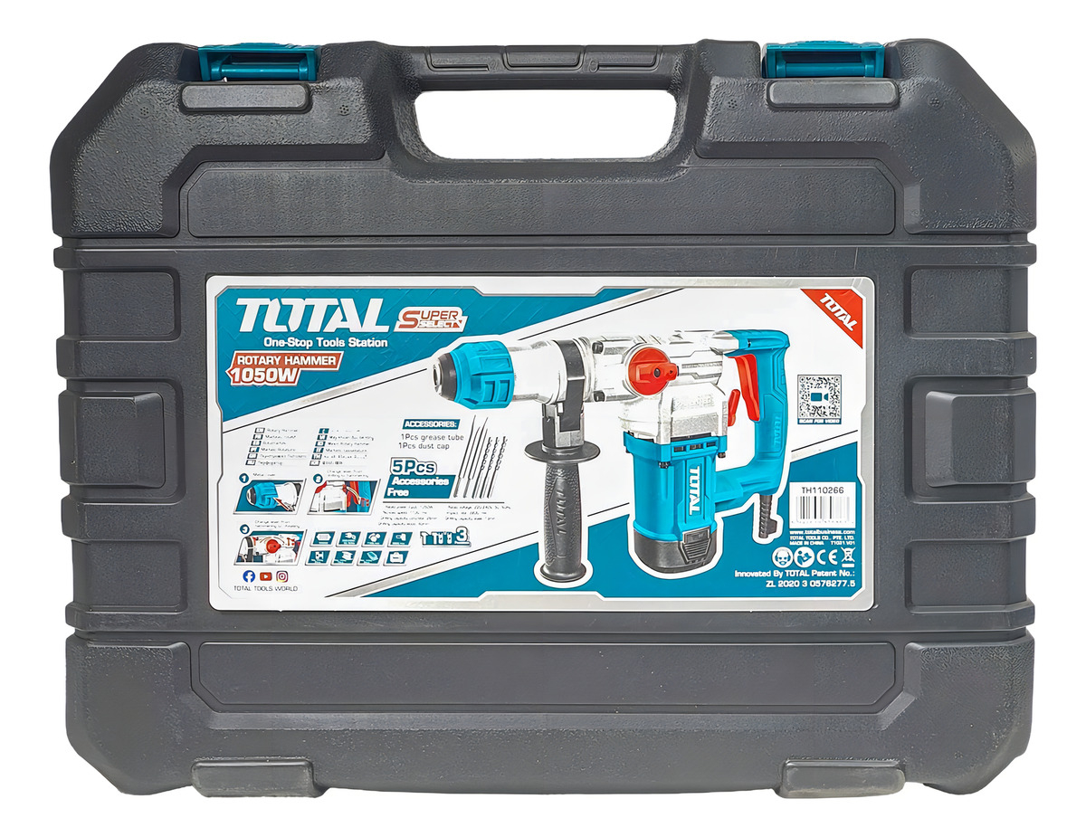 Rotomartillo Total 1050w Industrial, 4.5 J, Encastre Sds Plus - Incluye MaletÃn Y Accesorios - Th110266 Turquesa 50/60hz - Imagen 10