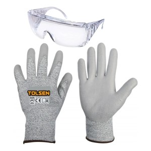 Guantes Anticorte Tolsen 10 Pulgadas Numero 5 Recubiertos Sc Gris