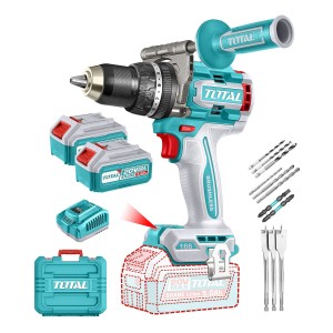 Taladro Percutor Y Atornillador Inalámbrico Total 20v, Industrial, Motor Sin Carbones - Mandril 13mm, 166nm - Con 2... Turquesa