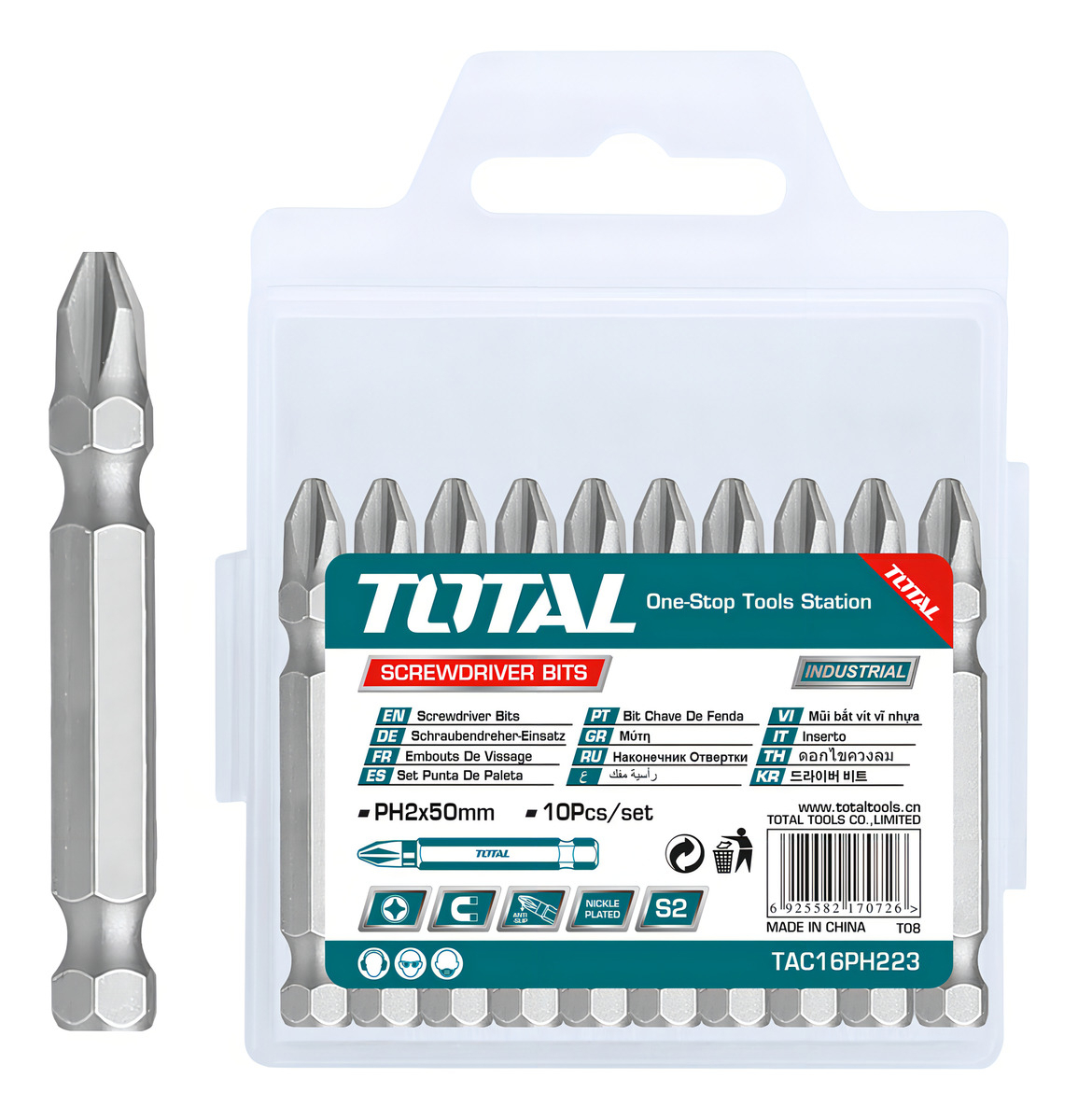 Set 10 Puntas Ph2 Magnetico Para Atornillador Total