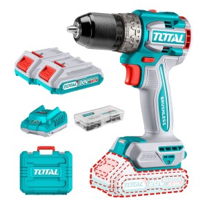 Taladro Atornillador Inalámbrico Total 20v, Industrial, Motor Sin Carbones, Mandril 13mm, 60nm - Con 2 Baterías 2.0ah Litio-ion, Cargador Y Maletín - Tdli20602 Turquesa