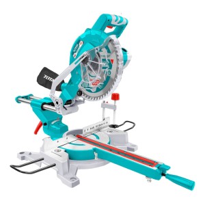 Sierra Ingletadora Deslizable Total 1800w, Industrial - 10 Pulgadas, 254mm - 5.300rpm - Incluye Disco, Bolsa Recolectora, Barra Extensora Y Sargento - Ts421825517