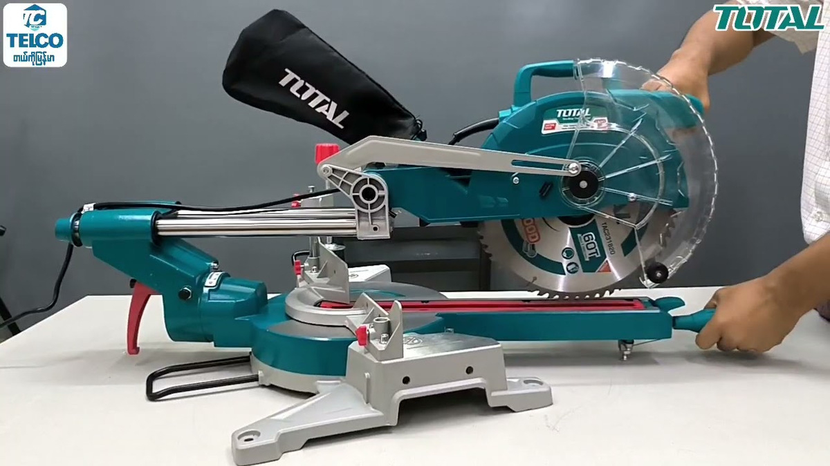 Sierra Ingletadora Deslizable Total 1800w, Industrial - 10 Pulgadas, 254mm - 5.300rpm - Incluye Disco, Bolsa Recolectora, Barra Extensora Y Sargento - Ts421825517 - Imagen 2