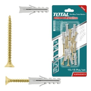 Pack 15 Tornillos Pz 40mm + 15 Tarugos 6mm Marca Total -sc-