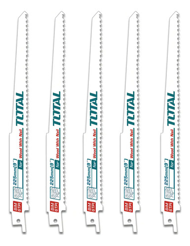Set 5 Hojas Para Sierra Sable Total 9'' 22.5cm Madera Clavos