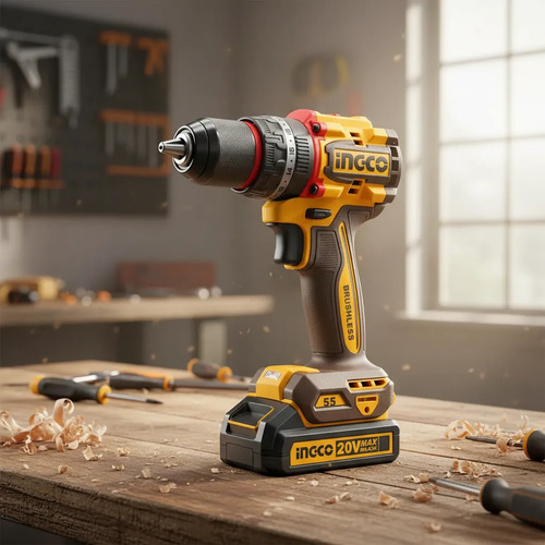 Taladro Percutor Ingco Cidli205581 Brushless 20v 13mm 55nm Naranja Amarillo - Imagen 3
