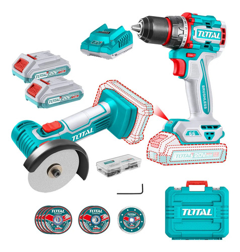 Kit Inalámbrico Total 20v: Taladro Atornillador 66nm