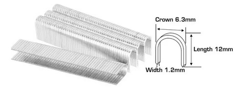 1000 Grampas Broches U Curvas 12mm X 1.2mm Para Engrampadora - Imagen 3