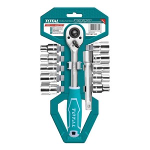 Juego De Dados, Tubos Y Llave Crique Total, 12 Piezas, Encastre 1/2'' - Tht141121 Turquesa