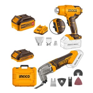 Kit 20v Pistola Calor Multifun Ingco C/bat Y Car En Maetin Color Amarillo