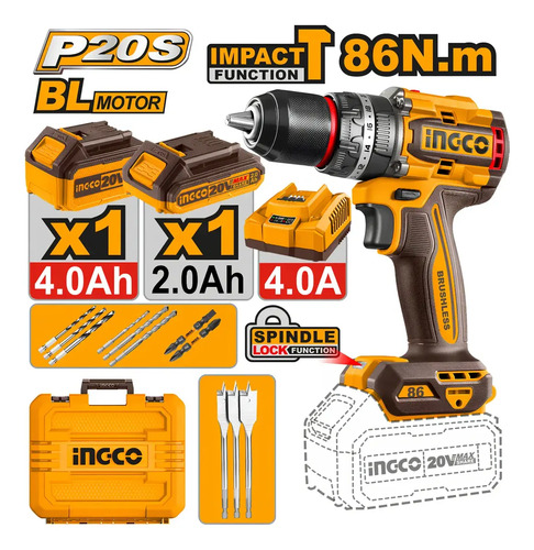 Taladro Atornillador Percutor 20v 86nm Cidli20868 - Imagen 2