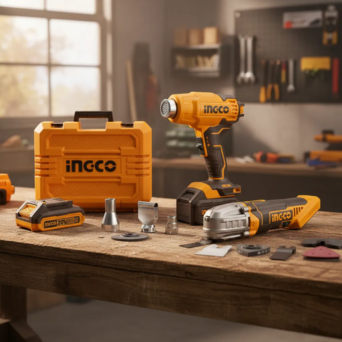 Kit 20v Pistola Calor Multifun Ingco C/bat Y Car En Maetin Color Amarillo - Imagen 2
