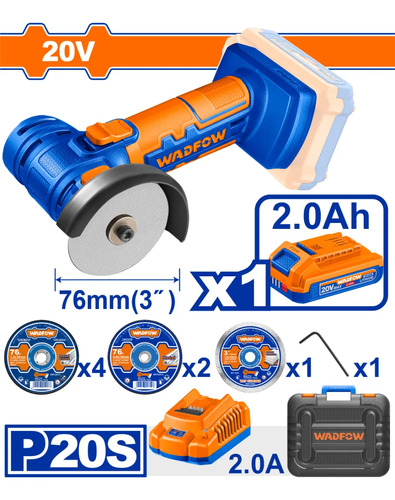 Mini Amoladora 3 Bateria 20v + Accesorios Wadfow - Imagen 2