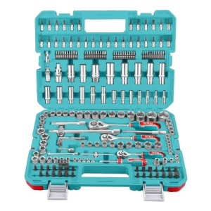 Set De Herramientas Total Súper Completo, 201 Piezas - Llaves Crique, Dados Y Puntas - Encastre De 1/2'' 3/8'' Y 1/4'' - Thts082016 Turquesa