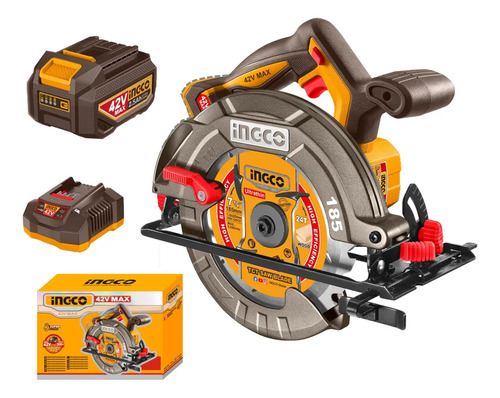 Sierra Circular A BaterĂa 185mm 42v Motor Brushless + BaterĂ Naranja Amarillo