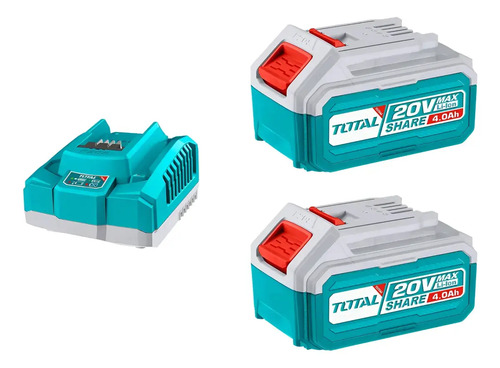 Set X 2 BaterĂas Litio Ion 4.0ah + Cargador RĂ¡pido 20v Total