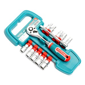 Juego De Dados, Tubos Y Llave Crique Total, 12 Piezas, Encastre 1/4'' - Tht14114126 Turquesa