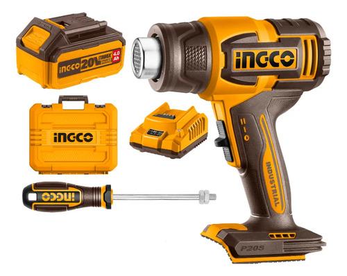 Pistola De Calor 550°c A Bateria 20v 4ah Ingco Hgli20065